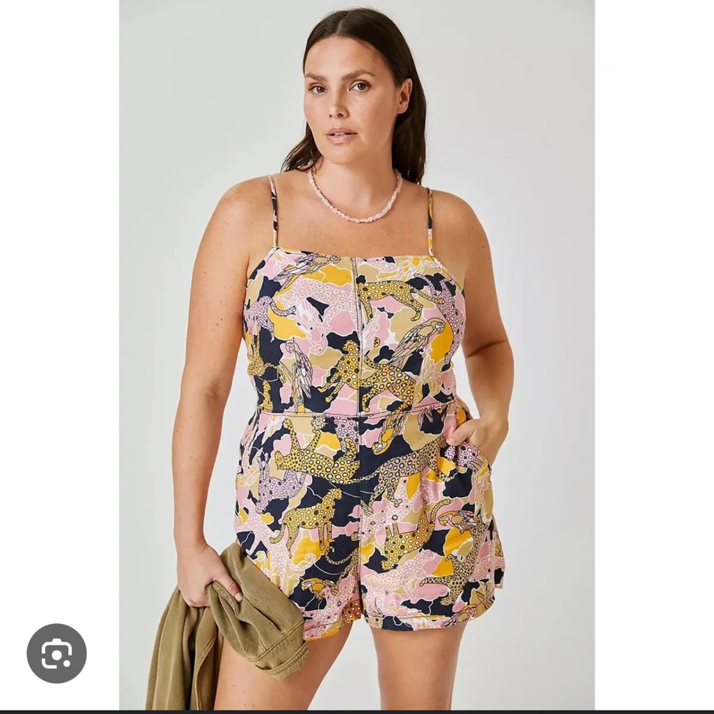 Anthropologie Maeve tie back animal romper
